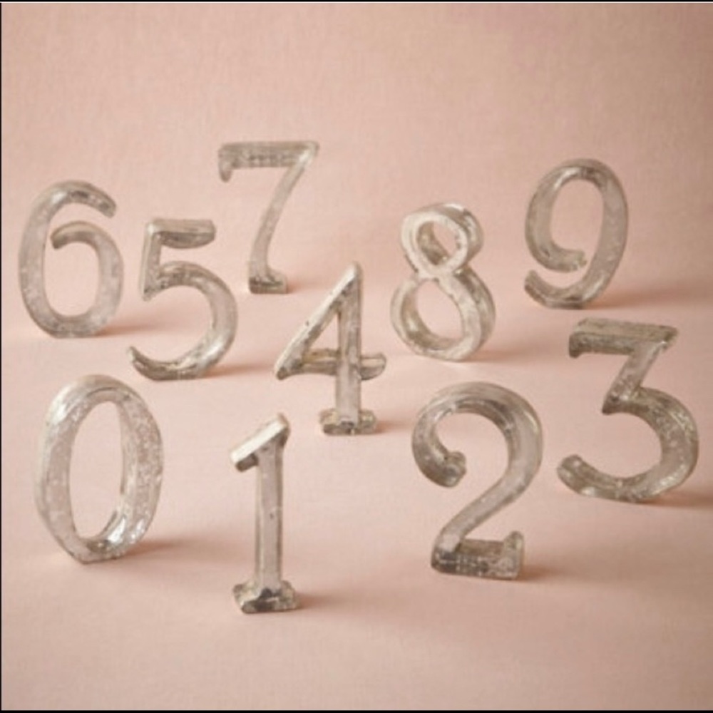 BHLDN Silver Mercury Glass Table Numbers